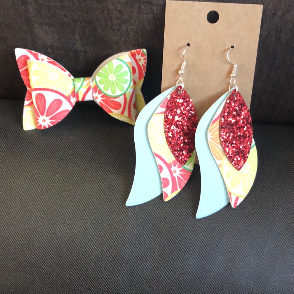 Slice of summer matching earrings and bow
